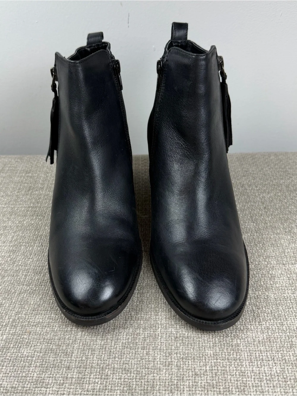 Crevo Autumn Tassel Leather Ankle Boot Ankle Booties Black Boho Fall Size 9.5
